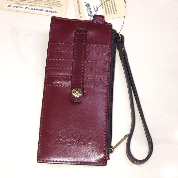 Patricia Nash Alanna Maroon Distressed Vintage Leather Card Wallet NWT & Card - Picture 2 of 16
